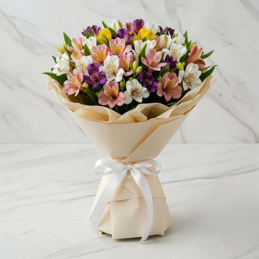 Букет цветов из: Альстромерии в Белое