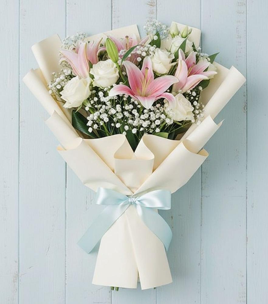 Букет цветов из: Лилии в Белое