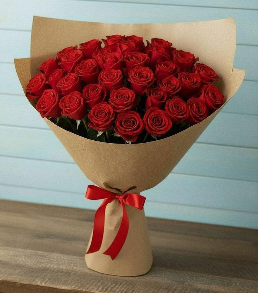 Букет Красные розы Милано в Белое