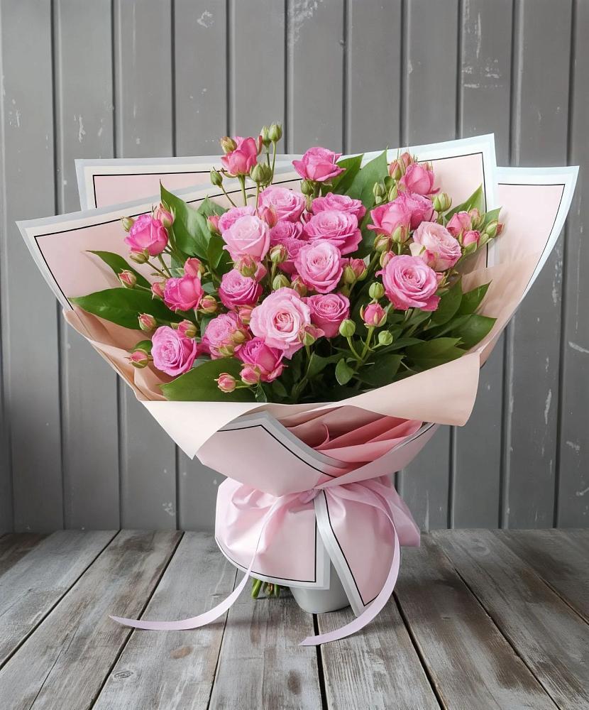 Букет Розовый кустик в Белое