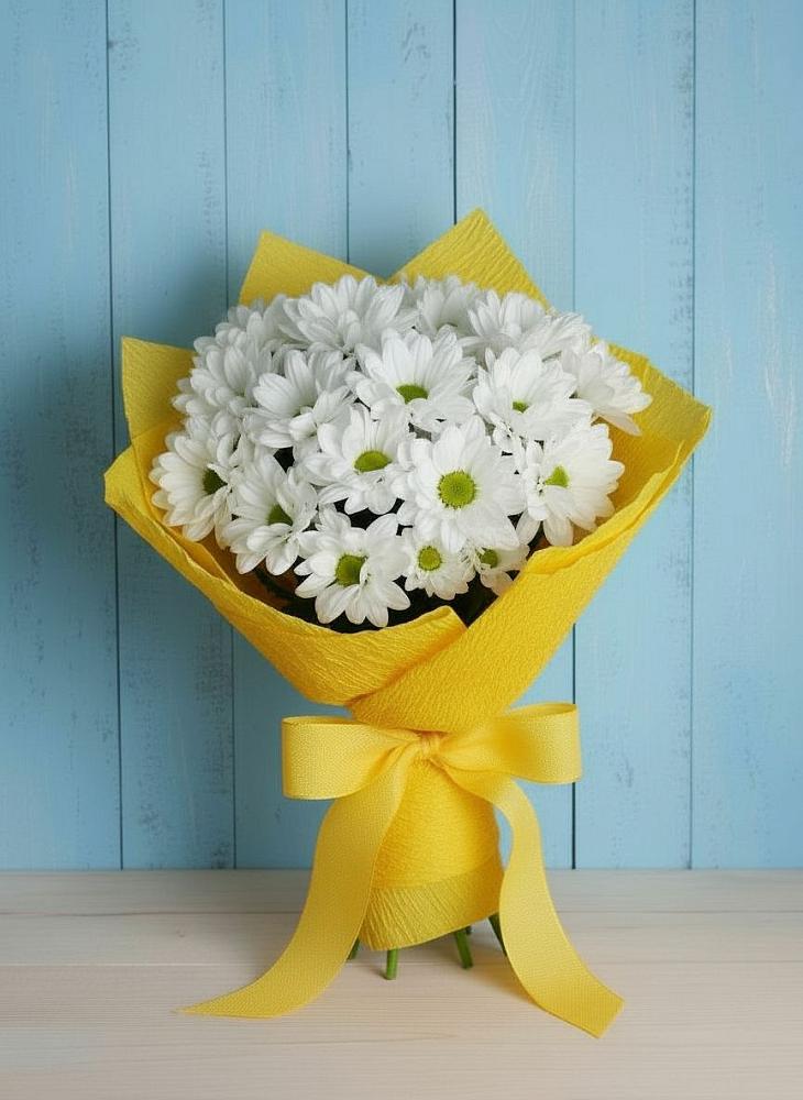 Букет цветов из: Хризантемы в Белое