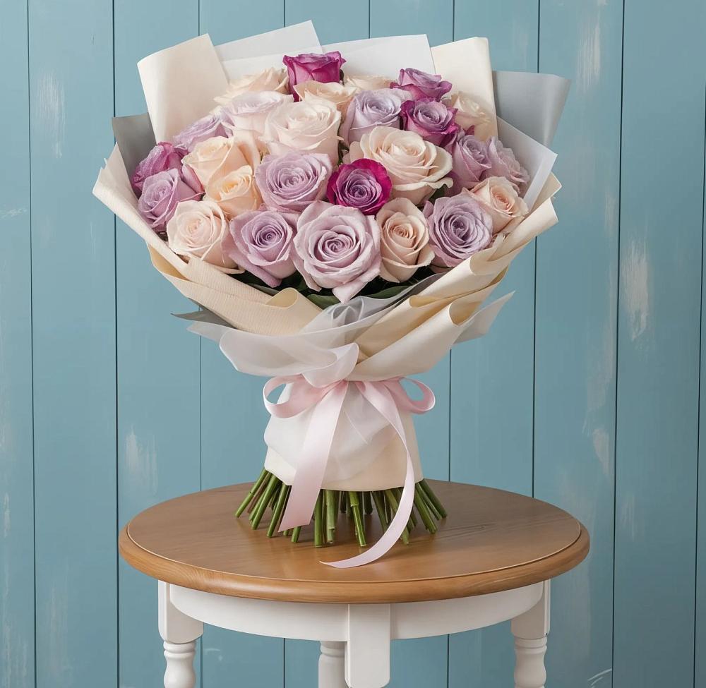 Букет цветов из: Розы в Белое