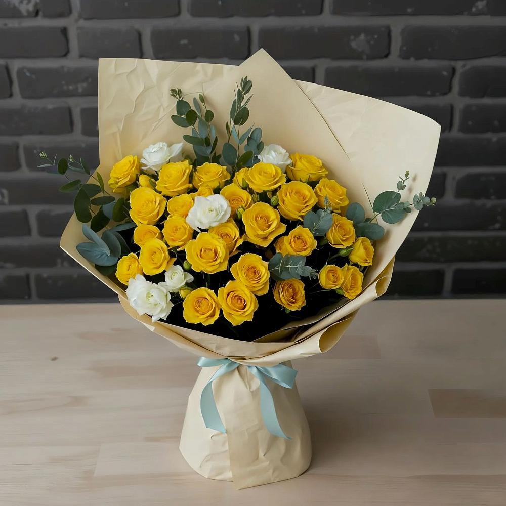 Букет цветов из: Розы в Белое