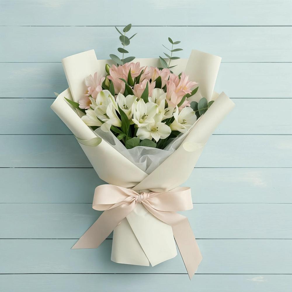 Букет цветов из: Альстромерии в Белое